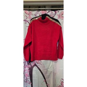 Tommy Hilfiger Large Red Sweater with Signature Stripe Trim Pullover